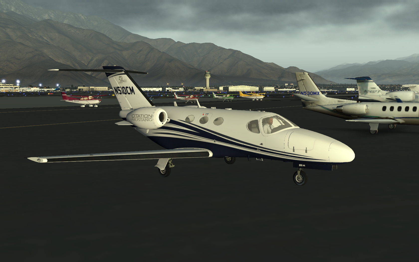 First flight in the Mustang,  Arriving Palm Springs.
